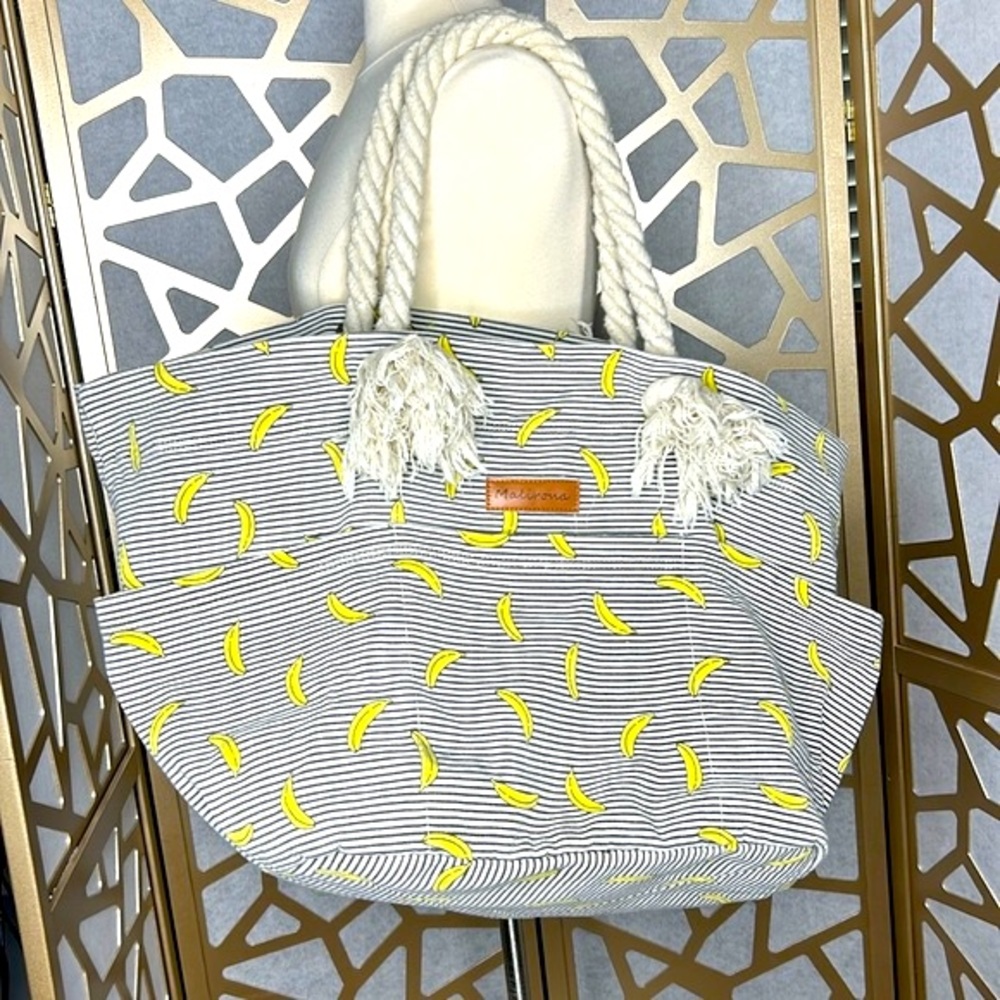 Malirona Large Canvas Travel Beach Shoulder Bags,6 pockets‎